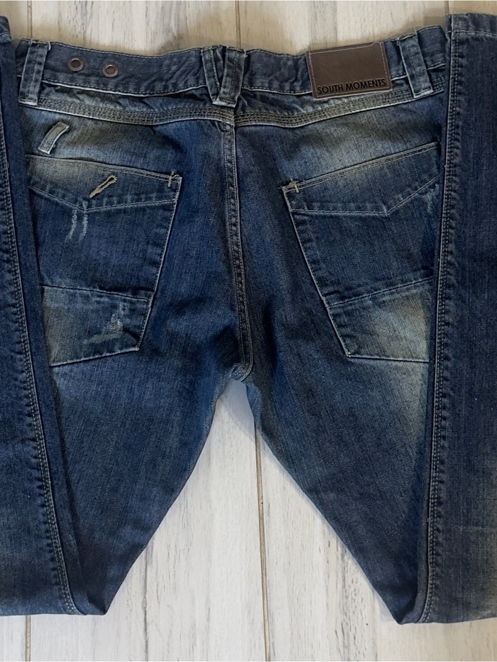 South Moments (South DNM. 1987) Men’s Faded Dark Blue Jeans - Picture 4 of 8